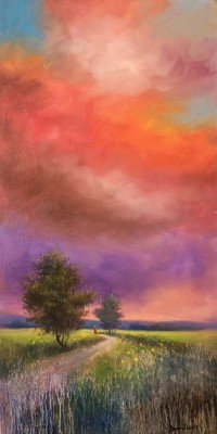 Tahir Bilal Ummi, 18 x 36 Inch, Oil on Canvas, Landscape Painting, AC-TBL-121 Tahir Bilal Ummi, 18 x 36 Inch, Oil on Canvas, Landscape Painting, AC-TBL-121